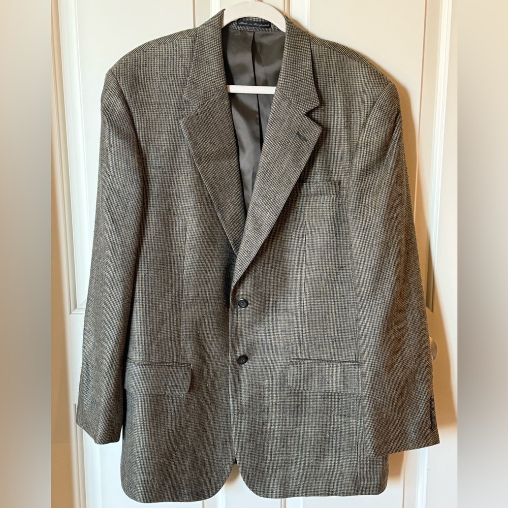 Savile Row 100% Silk Blazer | Houndstooth | 44R Approx | Quiet Luxury